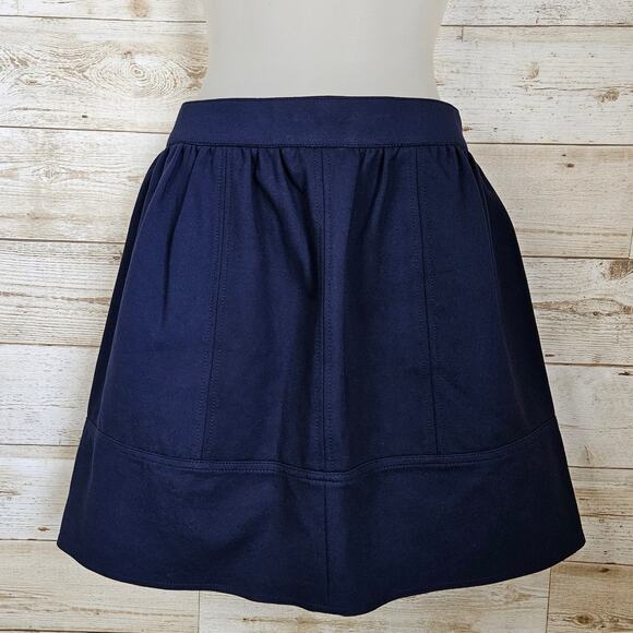 Madewell Ponte Swivel Mini Skirt Size 2 A2726 Navy Blue Preppy Nautical Stretch - Picture 1 of 12